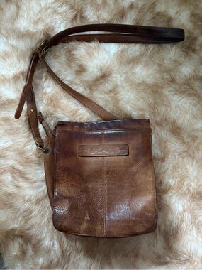 Fossil Distressed Tan/Brown Leather Crossbody Bag